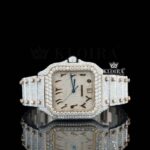 Rose Gold Arabic Numerals Two Tone Moissanite Diamond Watch