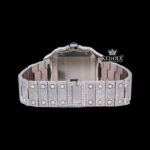 Rose Gold Bezel Blue Roman Dial Two Tone Moissanite Watch Caseback View