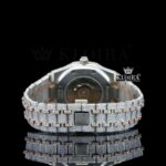 Rose Gold Bezel Geometric Dial Full Iced Out Moissanite Diamond Watch Caseback View