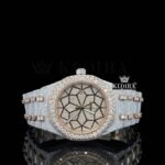 Rose Gold Bezel Geometric Dial Full Iced Out Moissanite Diamond Watch