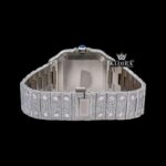Rose Gold Dial Black Roman Numerals Two Tone Moissanite Watch Caseback View