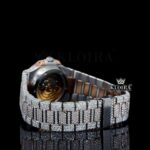 Rose Gold Dial Black Stick Markers Moissanite Diamond Watch Bracelet View