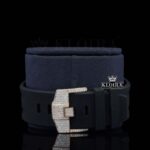 Rose Gold Dial Chronograph Black Rubber Strap Moissanite Watch Strap View