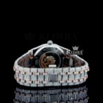Rose Gold Dial Stick Markers Two Tone Fully Iced Out Moissanite Watch Caseback View