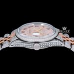 Rose Gold Oyster Rolex Inspired Two Tone Moissanite Watch 14K Gold VVS 18 Carat Crown View