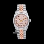 Rose Gold Roman Numerals Two Tone Iced Out Moissanite Watch