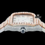 Rose Gold Roman Dial Two Tone Diamond Block Link Strap Moissanite Watch Crown View