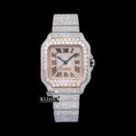 Rose Gold Roman Dial Two Tone Iced Out Lab grown Diamond Watch