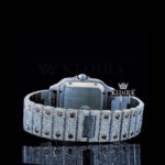 Rose Gold Roman Dial Two Tone Iced Out Moissanite Diamond Watch Caseback View