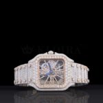 Rose Gold Skeleton Dial Two Tone Iced Out Natural Diamond Watch