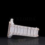 Rose Gold Skeleton Dial Two Tone Iced Out Natural Diamond Watch Left Profile View