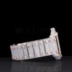 Rose Gold Skeleton Dial Two Tone Iced Out Natural Diamond Watch Right Profile View