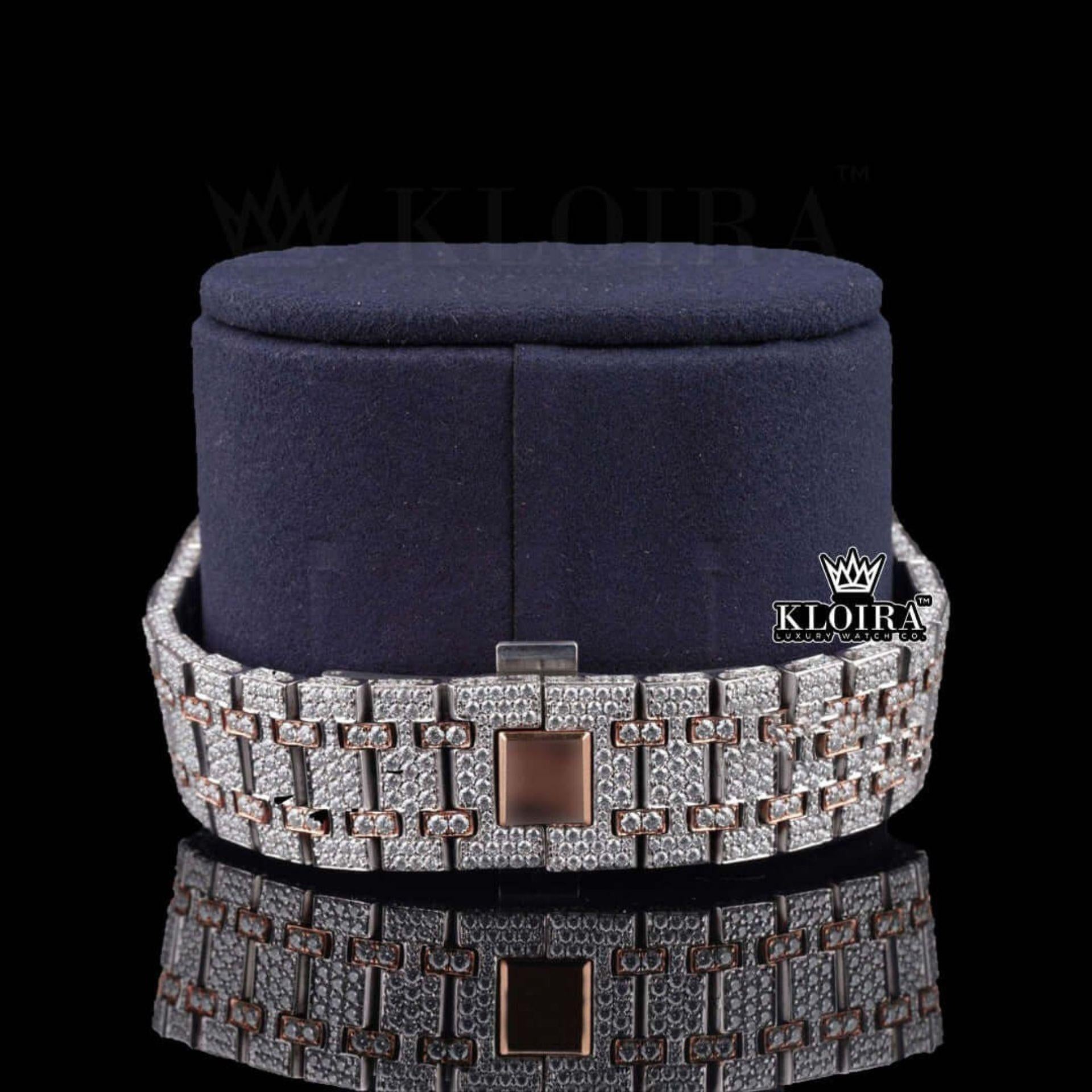 Rose Gold Stick Markers Iced Out AP Moissanite Diamond Watch Bracelet View