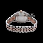 Rose gold Dial Blue Arabic Numerals Two Tone Iced Moissanite Diamond Watch Caseback View