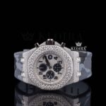 Semi Iced Out White Dial Standard Numerals Chronograph Moissanite Watch