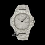 Silver Dial Diamond Markers Fully Iced Moissanite Diamond Watch