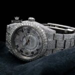 Silver Iced Out Standard Numerals Moissanite Diamond Watch Caseback View