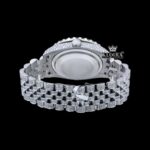 Silver Roman Numerals Black Pearl Dial Moissanite Diamond Watch Caseback View