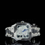 Skeleton Dial Black Camo Fully Iced Out Moissanite Diamond Watch