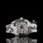 Skeleton Dial Two Tone Black Moissanite Diamond Watch