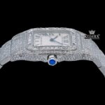 Square Roman Dial Fully Iced Out Moissanite Dial Watch Crown View