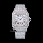 Square Roman Dial Fully Iced Out Moissanite Dial Watch