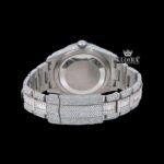 Stick Markers Black Dial Dual Time Fully Iced Out Moissanite Diamond Watch Caseback View
