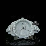Stick Markers White Dial Diamond Link Strap Iced Out Moissanite Watch