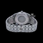 Stick Markers White Dial Full Iced Out Moissanite Diamond Watch Caseback View