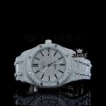 Stick Markers White Dial Fully Iced Out AP Moissanite Diamond Watch