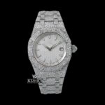 Stick Markers White Dial Fully Iced Out Moissanite Diamond Watch