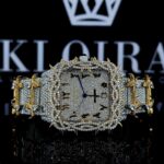 Thorn Bezel Yellow Gold Arabic Numerals Moissanite Diamond Watch