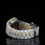 Two-Tone Yellow dial Black Stick Markers Bust Down Moissanite Diamond Watch Bracelet View