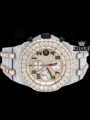 Two Tone Chronograph Standard Numerals Moissanite Diamond Watch