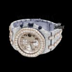Two Tone Chronograph Standard Numerals Moissanite Diamond Watch Left Profile View