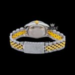 Two Tone Diamond Markers Blue Dial Iced Out Moissanite Diamond Watch Caseback View