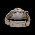 Two Tone Gold Dial Arabic Numerals Iced Out Moissanite Diamond Watch Caseback View