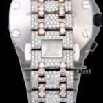 Two Tone Red Numerals Chronograph Iced Out Moissanite Diamond Watch Bracelet View