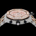 Two Tone Red Numerals Chronograph Iced Out Moissanite Diamond Watch Crown View
