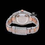 Two Tone Red Roman Numerals Dial Three Link Diamond Strap Moissanite Watch Caseback View