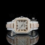 Two Tone Roman Numerals Yellow White Dial Moissanite Diamond Watch