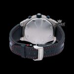 Two Tone Rose Gold Chronograph Dial Black Leather Strap Moissanite Watch Caseback View