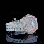 Two Tone Rose Gold Chronograph Moissanite Diamond Watch Right Profile View