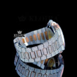 Two Tone Rose Gold Chronograph Moissanite Diamond Watch Right Side Bracelet View