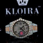 Two Tone Rose Gold Dial Arabic Numerals Bust Down Moissanite Watch