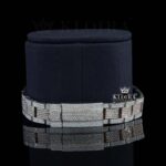 Two Tone Rose Gold Dial Diamond Bezel Fully Iced Out Moissanite Watch Bracelet View