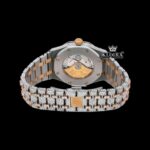 Two Tone Rose Gold Moissanite Diamond Watch Fully Iced Out Caseback View
