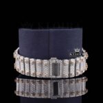 Two Tone Rose Gold Roman Dial Iced Out Moissanite Diamond Watch Bracelet View