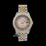 Two Tone Rose Gold Yellow Roman Numerals Moissanite Diamond Watch