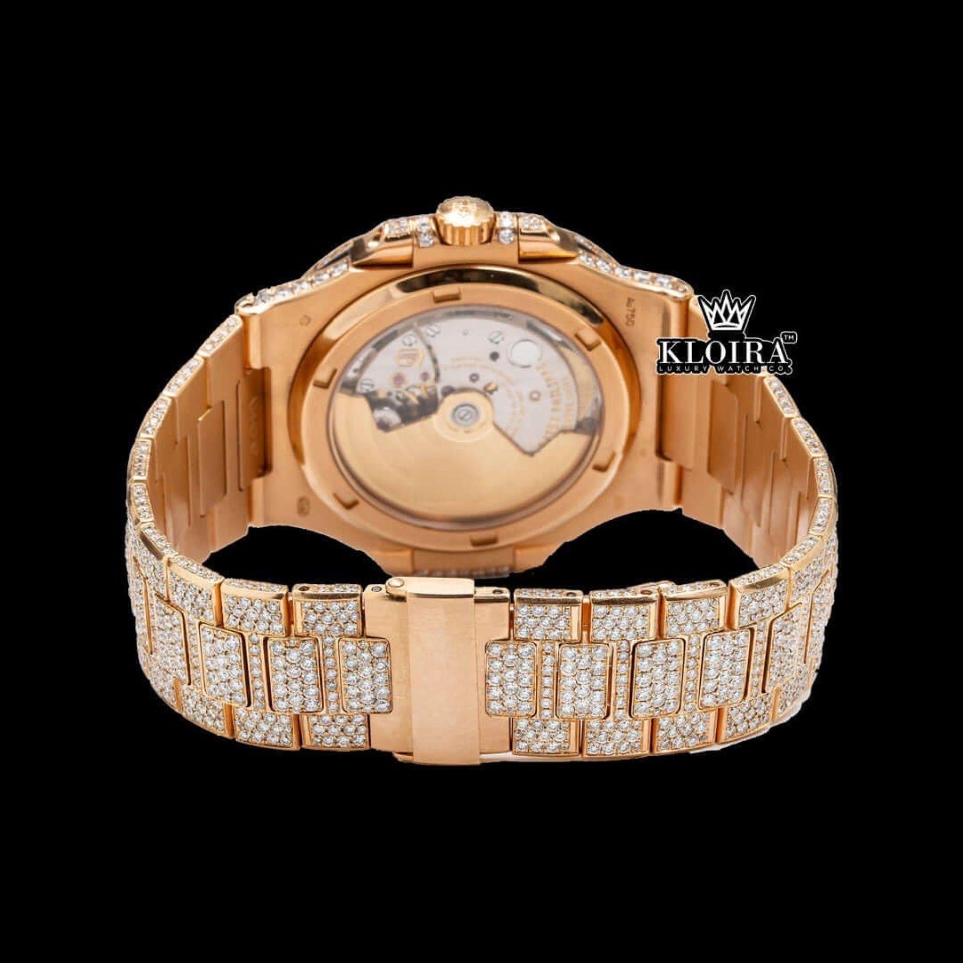 Two Tone Stick Markers Yellow Gold Moissanite Diamond Watch Caseback View